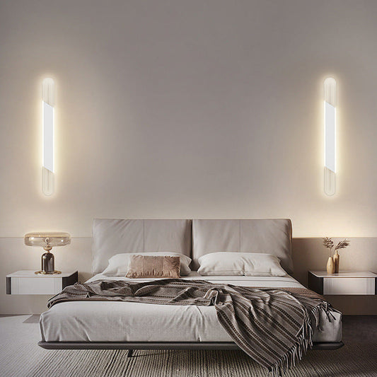 Modern Minimalist Long Oval Long Bar Acrylic Hardware LED Wall Sconce Lamp For Bedroom