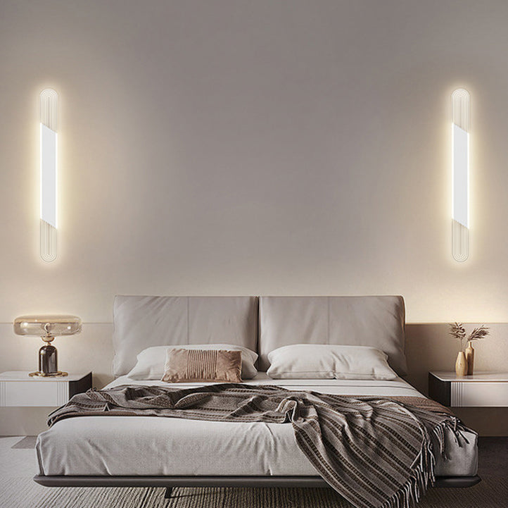 Modern Minimalist Long Oval Long Bar Acrylic Hardware LED Wall Sconce Lamp For Bedroom