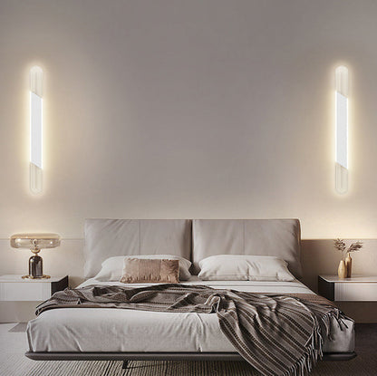 Modern Minimalist Long Oval Long Bar Acrylic Hardware LED Wall Sconce Lamp For Bedroom