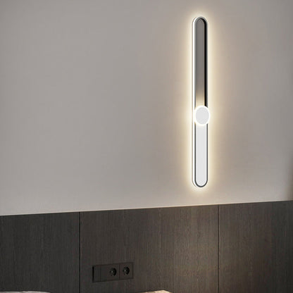 Modern Minimalist Long Oval Long Bar Acrylic Hardware LED Wall Sconce Lamp For Bedroom