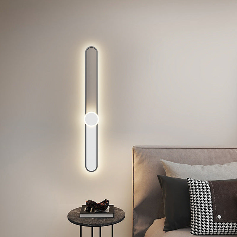 Modern Minimalist Long Oval Long Bar Acrylic Hardware LED Wall Sconce Lamp For Bedroom