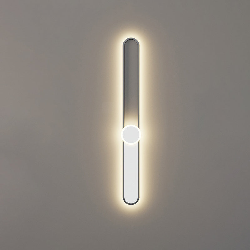 Modern Minimalist Long Oval Long Bar Acrylic Hardware LED Wall Sconce Lamp For Bedroom