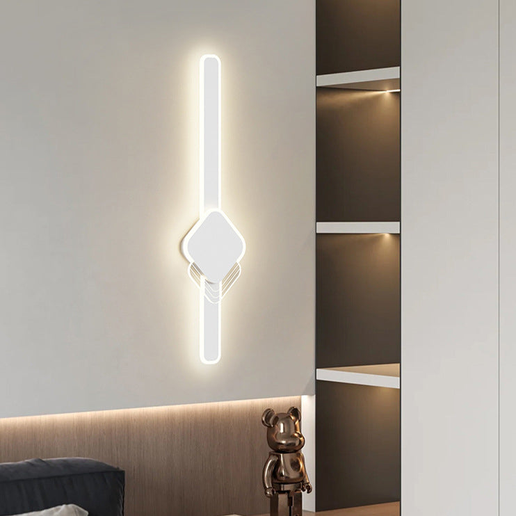 Modern Minimalist Long Oval Long Bar Acrylic Hardware LED Wall Sconce Lamp For Bedroom