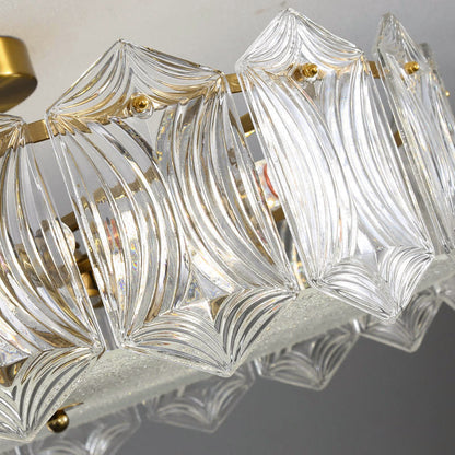 Traditional French Leaf Hexagon Round Glass Hardware 5/6/8 Light Semi-Flush Mount Ceiling Light For Bedroom