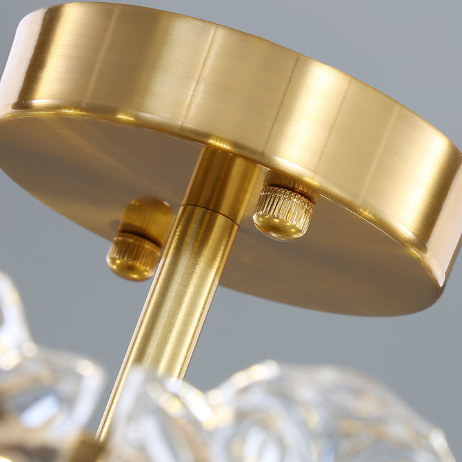 Traditional French Leaf Hexagon Round Glass Hardware 5/6/8 Light Semi-Flush Mount Ceiling Light For Bedroom