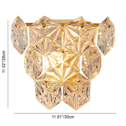 Modern Luxury Prismatic Stacked Crystal Brass 3-Light Wall Sconce Lamp For Bedroom
