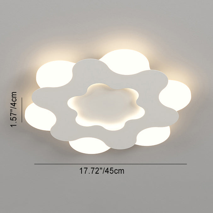 Modern Art Deco Floral Round Acrylic Iron LED Flush Mount Ceiling Light For Bedroom
