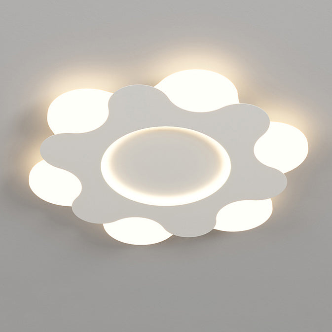 Modern Art Deco Floral Round Acrylic Iron LED Flush Mount Ceiling Light For Bedroom