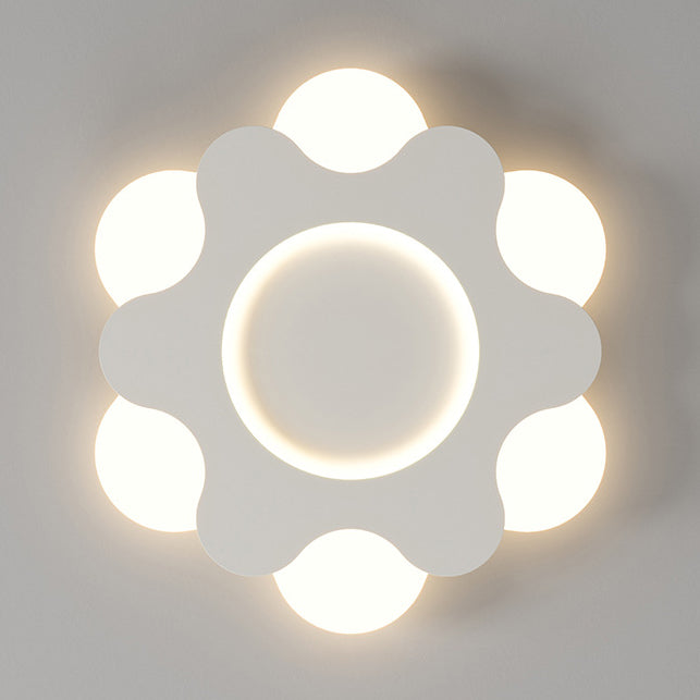 Modern Art Deco Floral Round Acrylic Iron LED Flush Mount Ceiling Light For Bedroom