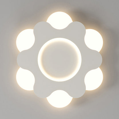 Modern Art Deco Floral Round Acrylic Iron LED Flush Mount Ceiling Light For Bedroom