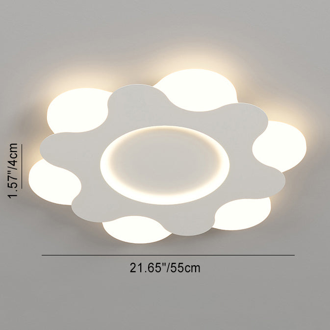 Modern Art Deco Floral Round Acrylic Iron LED Flush Mount Ceiling Light For Bedroom