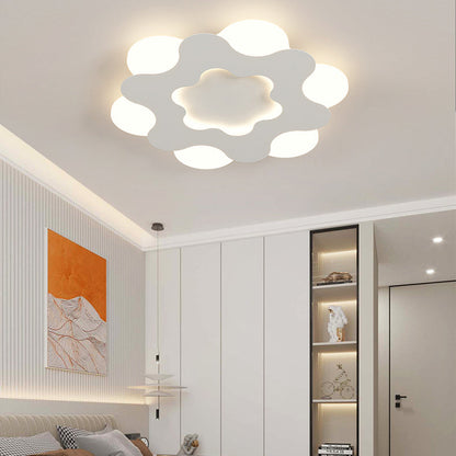 Modern Art Deco Floral Round Acrylic Iron LED Flush Mount Ceiling Light For Bedroom