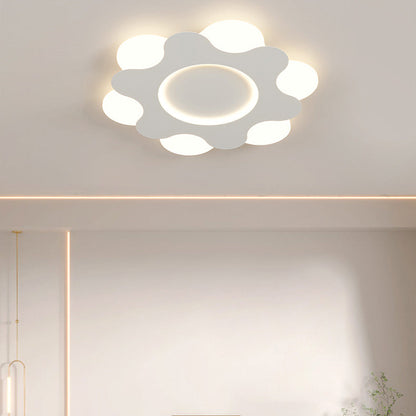 Modern Art Deco Floral Round Acrylic Iron LED Flush Mount Ceiling Light For Bedroom