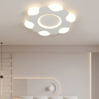 Modern Art Deco Floral Round Acrylic Iron LED Flush Mount Ceiling Light For Bedroom