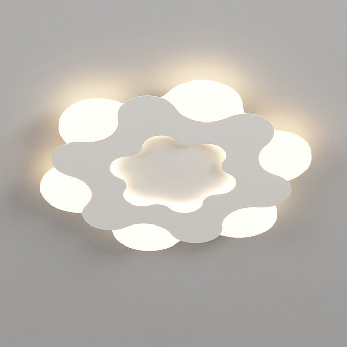 Modern Art Deco Floral Round Acrylic Iron LED Flush Mount Ceiling Light For Bedroom
