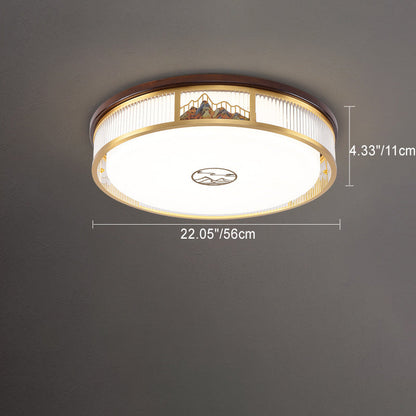 مصباح سقف LED مدمج من الحديد الأكريليك والنحاس بتصميم جبلي صيني تقليدي لغرفة النوم 