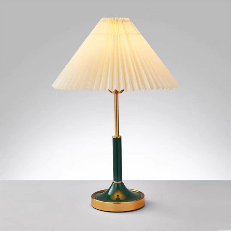 Contemporary Scandinavian Semi-circular Cylinder Chain Fabric Metal 1-Light Table Lamp For Living Room