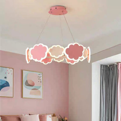 Modern Art Deco Kids Clouds Round Acrylic Iron LED Chandelier For Living Room