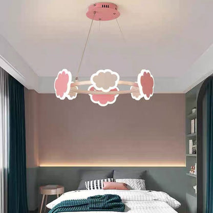 Modern Art Deco Kids Clouds Round Acrylic Iron LED Chandelier For Living Room