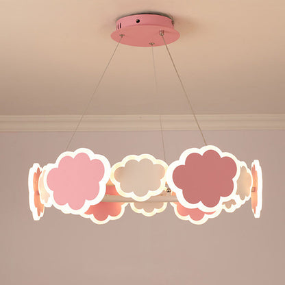 Modern Art Deco Kids Clouds Round Acrylic Iron LED Chandelier For Living Room