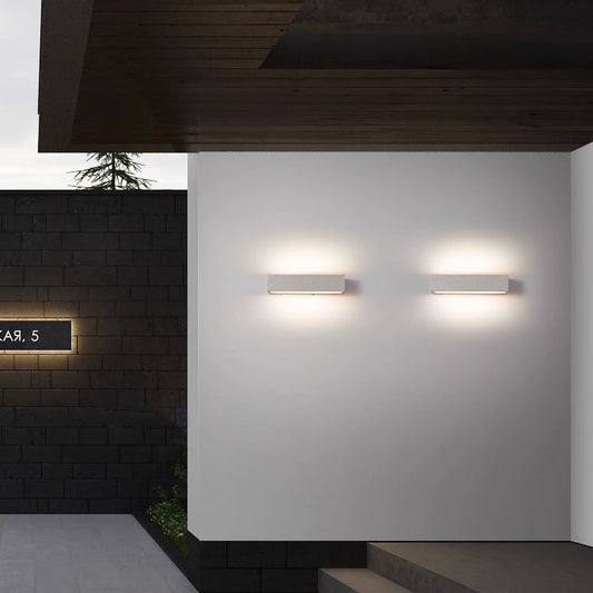 Modern Minimalist Square Long Acrylic Concrete LED Wall Sconce Lamp For Outdoor Patio