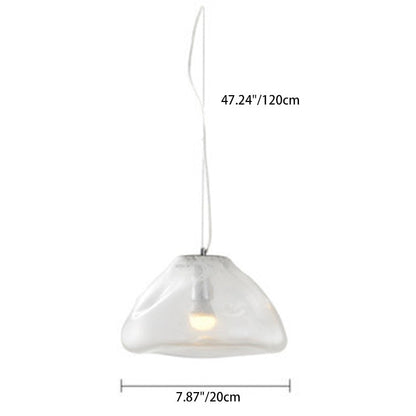 Contemporary Scandinavian Irregular Half Round Glass Hardware 1-Light Pendant Light For Living Room