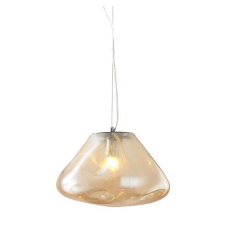 Contemporary Scandinavian Irregular Half Round Glass Hardware 1-Light Pendant Light For Living Room