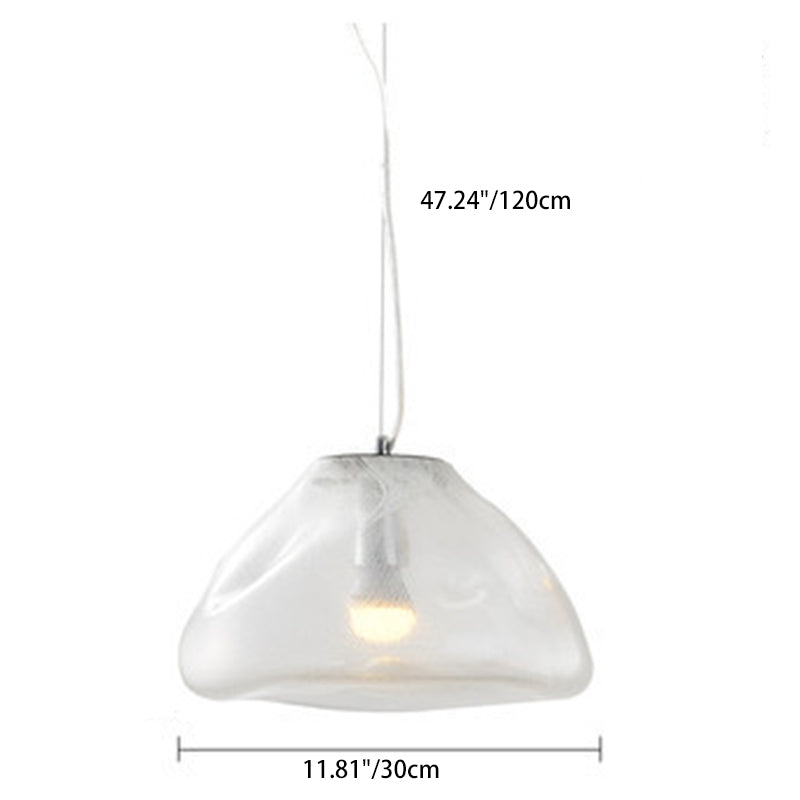 Contemporary Scandinavian Irregular Half Round Glass Hardware 1-Light Pendant Light For Living Room