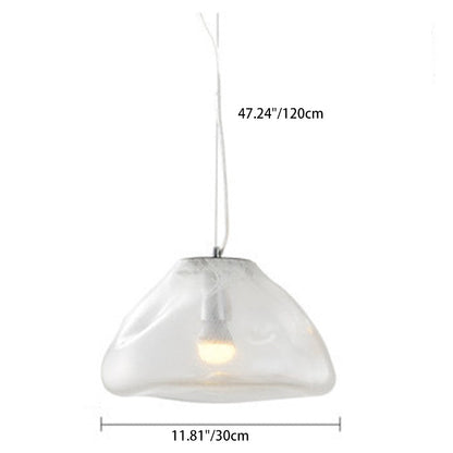 Contemporary Scandinavian Irregular Half Round Glass Hardware 1-Light Pendant Light For Living Room