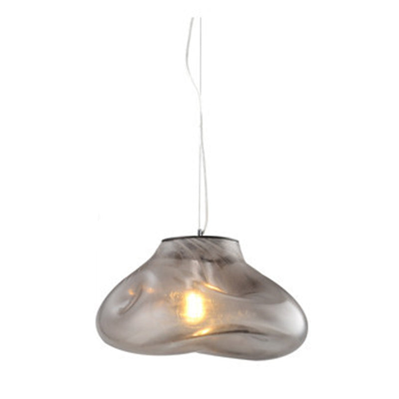 Contemporary Scandinavian Irregular Half Round Glass Hardware 1-Light Pendant Light For Living Room
