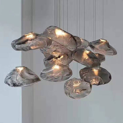 Contemporary Scandinavian Irregular Half Round Glass Hardware 1-Light Pendant Light For Living Room