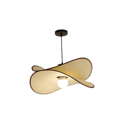 Traditional French Scalloped Arc Fabric Iron 1-Light Pendant Light For Living Room