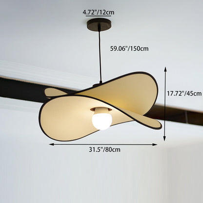 Traditional French Scalloped Arc Fabric Iron 1-Light Pendant Light For Living Room