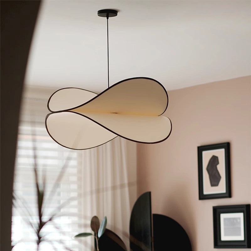 Traditional French Scalloped Arc Fabric Iron 1-Light Pendant Light For Living Room