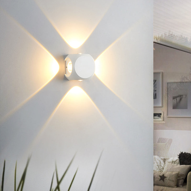 Modern Minimalist Round Square Orb Lens Aluminum LED Wall Sconce Lamp For Garden