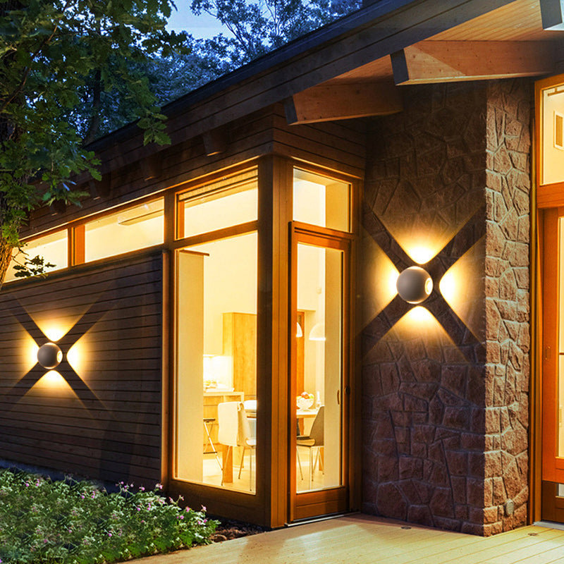 Modern Minimalist Round Square Orb Lens Aluminum LED Wall Sconce Lamp For Garden