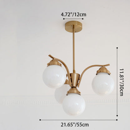 Contemporary Scandinavian Curved Magic Bean Round Glass Iron 4/6 Light Chandelier For Living Room