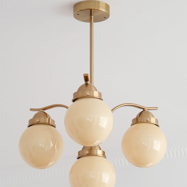 Contemporary Scandinavian Curved Magic Bean Round Glass Iron 4/6 Light Chandelier For Living Room