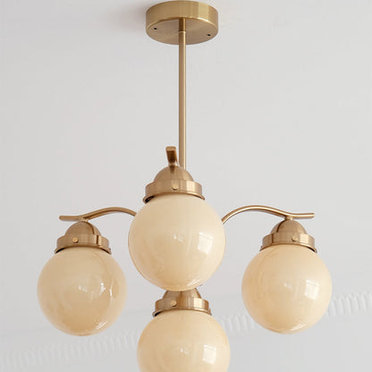 Contemporary Scandinavian Curved Magic Bean Round Glass Iron 4/6 Light Chandelier For Living Room