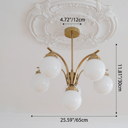 Contemporary Scandinavian Curved Magic Bean Round Glass Iron 4/6 Light Chandelier For Living Room