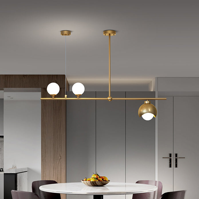 Contemporary Scandinavian Magic Bean Strip Glass Brass 3/4 Light Chandelier For Living Room