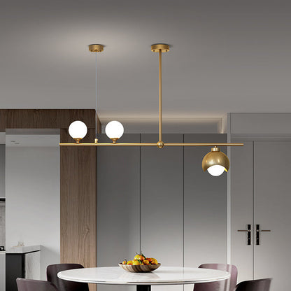 Contemporary Scandinavian Magic Bean Strip Glass Brass 3/4 Light Chandelier For Living Room