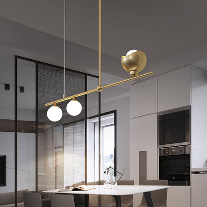 Contemporary Scandinavian Magic Bean Strip Glass Brass 3/4 Light Chandelier For Living Room