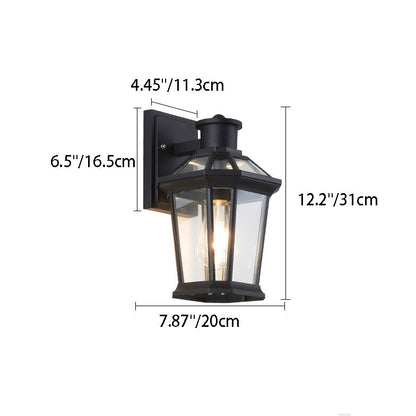 Traditional Vintage Square Octagon Row Glass Aluminum 1-Light Wall Sconce Lamp For Garden