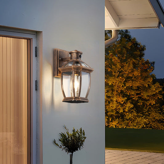 Traditional Vintage Square Octagon Row Glass Aluminum 1-Light Wall Sconce Lamp For Garden