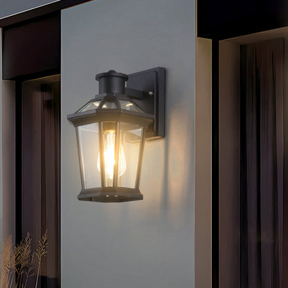 Traditional Vintage Square Octagon Row Glass Aluminum 1-Light Wall Sconce Lamp For Garden