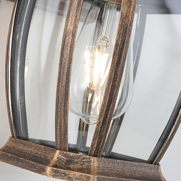 Traditional Vintage Square Octagon Row Glass Aluminum 1-Light Wall Sconce Lamp For Garden