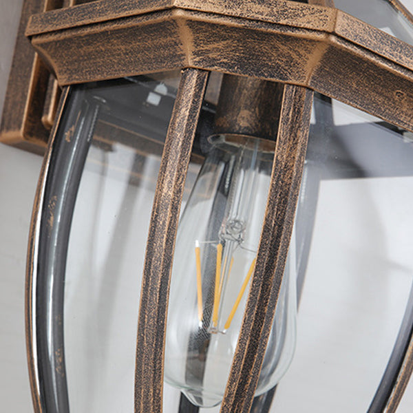 Traditional Vintage Square Octagon Row Glass Aluminum 1-Light Wall Sconce Lamp For Garden