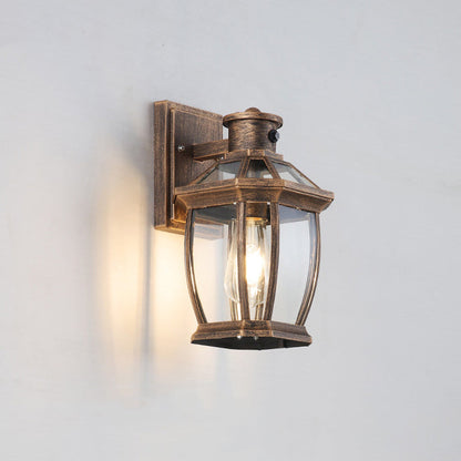 Traditional Vintage Square Octagon Row Glass Aluminum 1-Light Wall Sconce Lamp For Garden