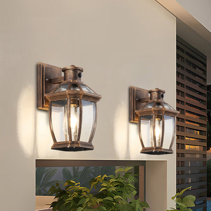 Traditional Vintage Square Octagon Row Glass Aluminum 1-Light Wall Sconce Lamp For Garden